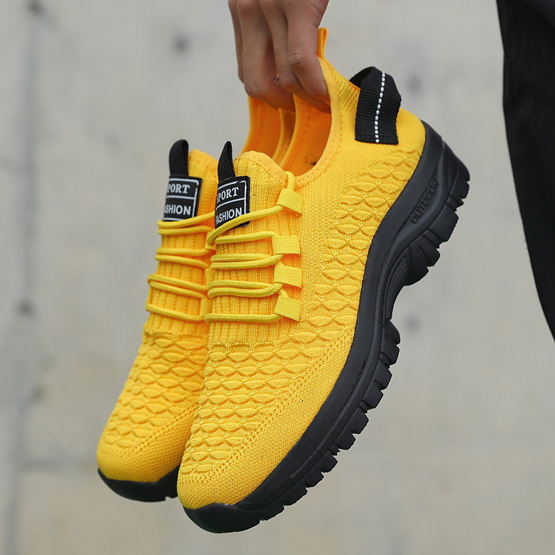 Outdoor Adventure Sports - Men's Bright Yellow Outdoor Sneakers Breathable