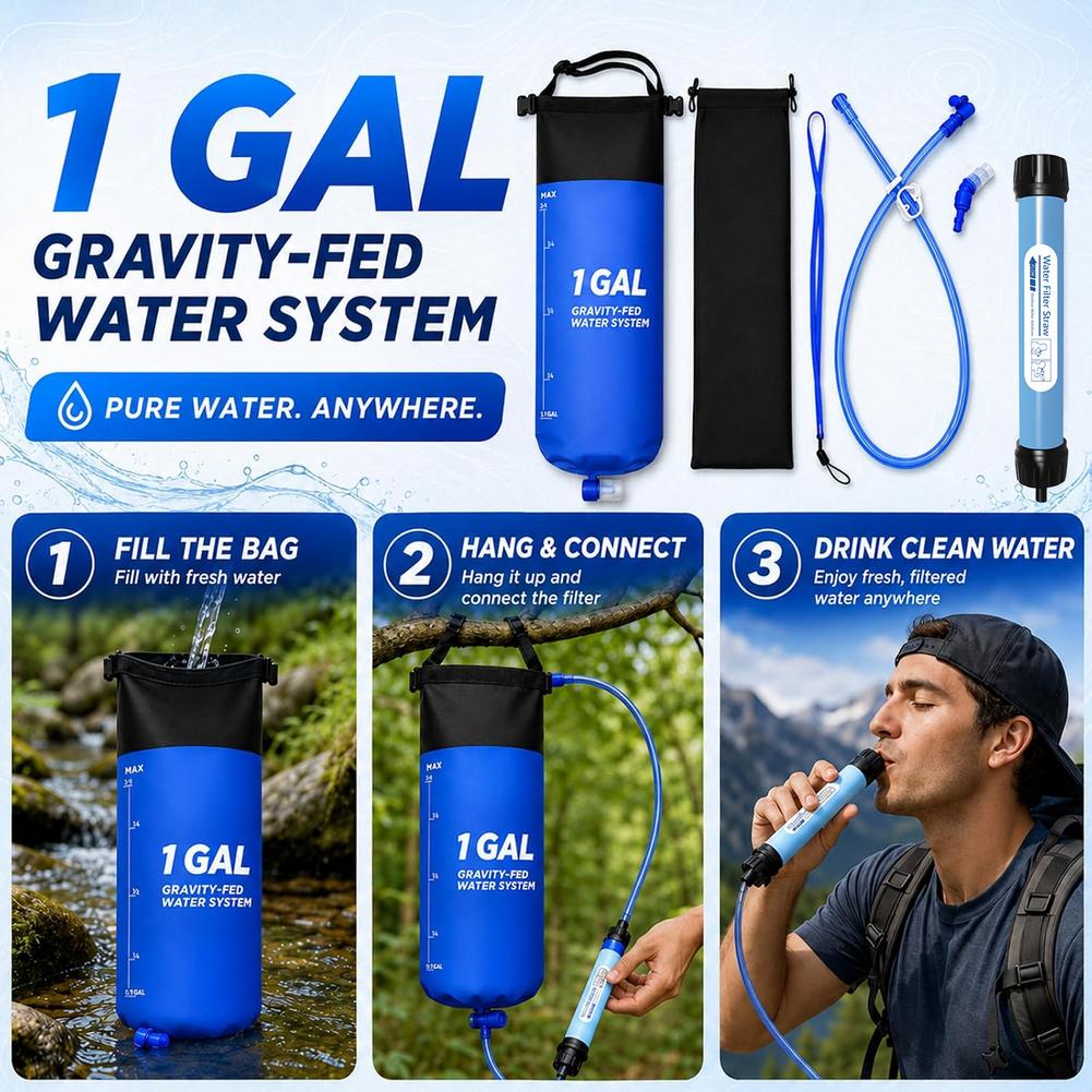 1 Gal Gravity Water Filter Bag - Outdoor Adventure Backpack review and price